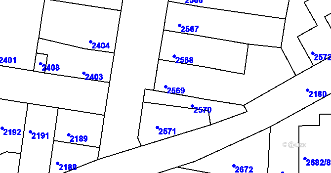 Parcela st. 2569 v KÚ Mimoň, Katastrální mapa