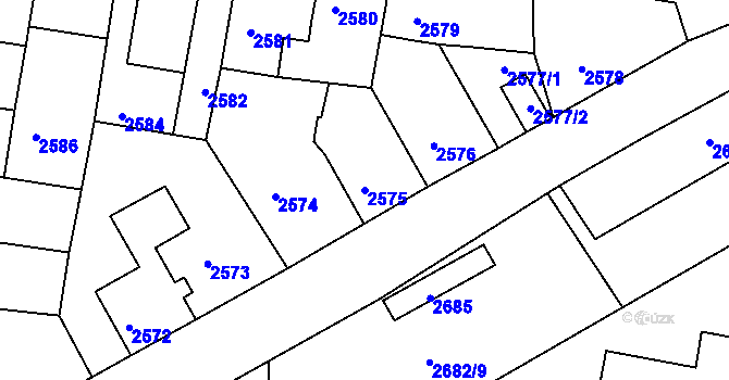 Parcela st. 2575 v KÚ Mimoň, Katastrální mapa