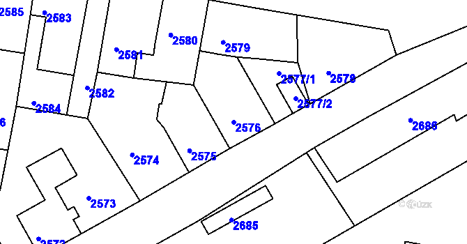 Parcela st. 2576 v KÚ Mimoň, Katastrální mapa