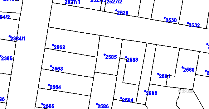 Parcela st. 2585 v KÚ Mimoň, Katastrální mapa
