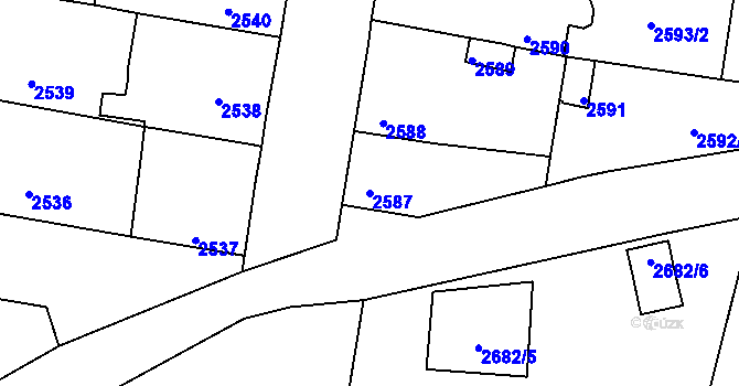 Parcela st. 2587 v KÚ Mimoň, Katastrální mapa