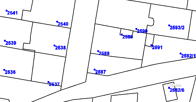 Parcela st. 2588 v KÚ Mimoň, Katastrální mapa