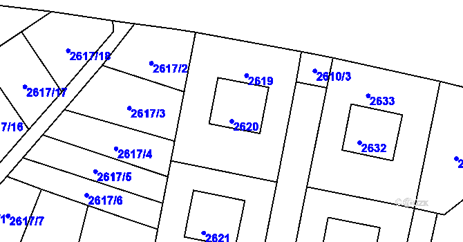 Parcela st. 2620 v KÚ Mimoň, Katastrální mapa