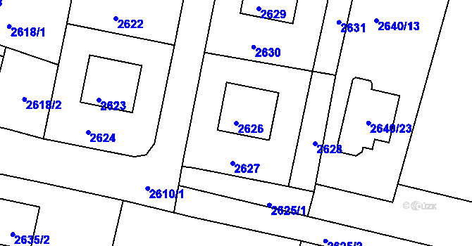 Parcela st. 2626 v KÚ Mimoň, Katastrální mapa