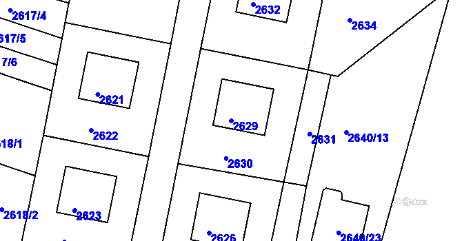 Parcela st. 2629 v KÚ Mimoň, Katastrální mapa