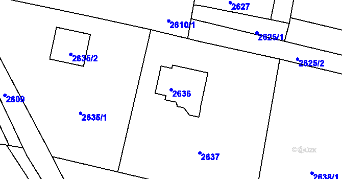 Parcela st. 2636 v KÚ Mimoň, Katastrální mapa