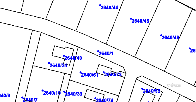 Parcela st. 2640/1 v KÚ Mimoň, Katastrální mapa