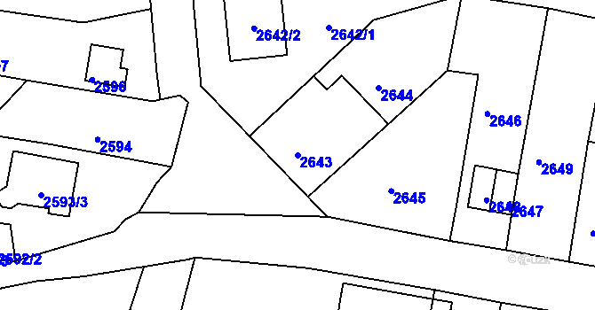 Parcela st. 2643 v KÚ Mimoň, Katastrální mapa