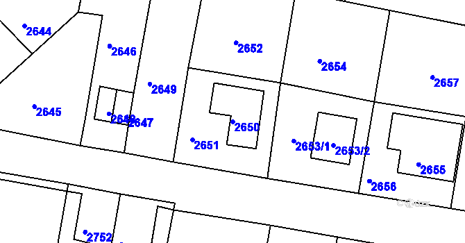 Parcela st. 2650 v KÚ Mimoň, Katastrální mapa