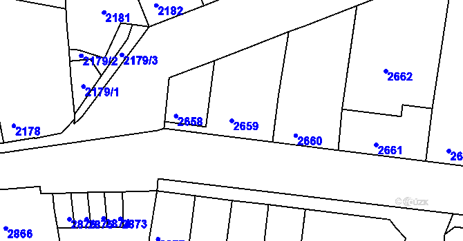 Parcela st. 2659 v KÚ Mimoň, Katastrální mapa