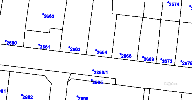 Parcela st. 2664 v KÚ Mimoň, Katastrální mapa