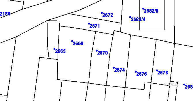 Parcela st. 2670 v KÚ Mimoň, Katastrální mapa
