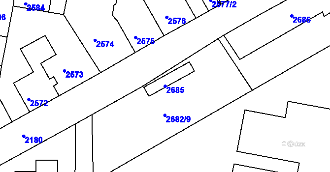 Parcela st. 2685 v KÚ Mimoň, Katastrální mapa