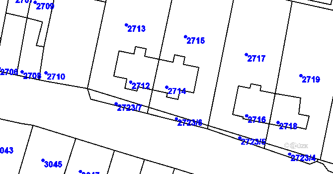 Parcela st. 2714 v KÚ Mimoň, Katastrální mapa