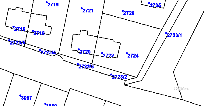 Parcela st. 2722 v KÚ Mimoň, Katastrální mapa