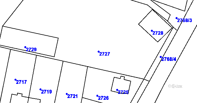 Parcela st. 2727 v KÚ Mimoň, Katastrální mapa