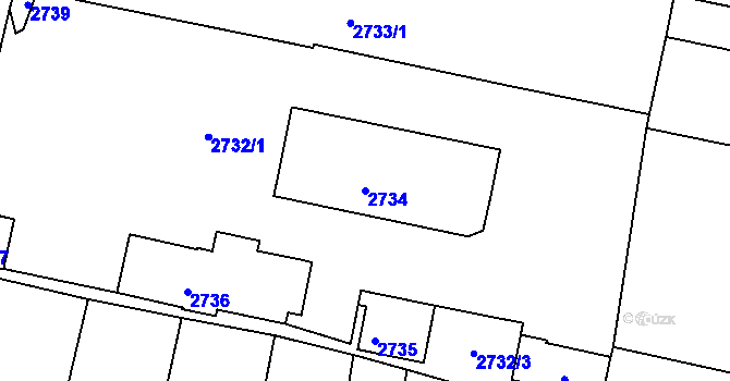 Parcela st. 2734 v KÚ Mimoň, Katastrální mapa