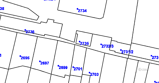 Parcela st. 2735 v KÚ Mimoň, Katastrální mapa