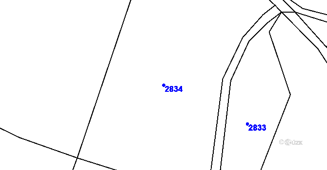 Parcela st. 2834 v KÚ Mimoň, Katastrální mapa