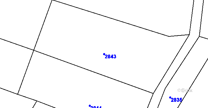 Parcela st. 2843 v KÚ Mimoň, Katastrální mapa