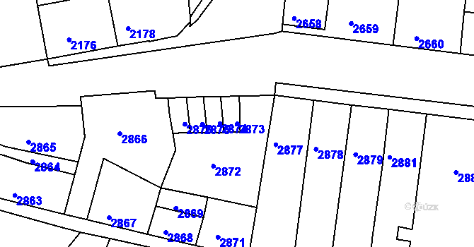Parcela st. 2873 v KÚ Mimoň, Katastrální mapa