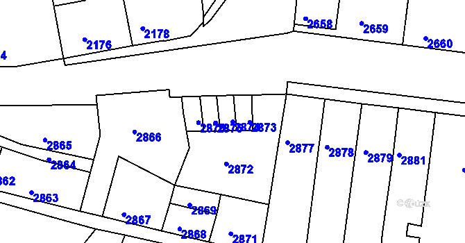 Parcela st. 2874 v KÚ Mimoň, Katastrální mapa