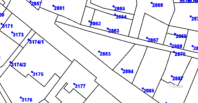 Parcela st. 2883 v KÚ Mimoň, Katastrální mapa