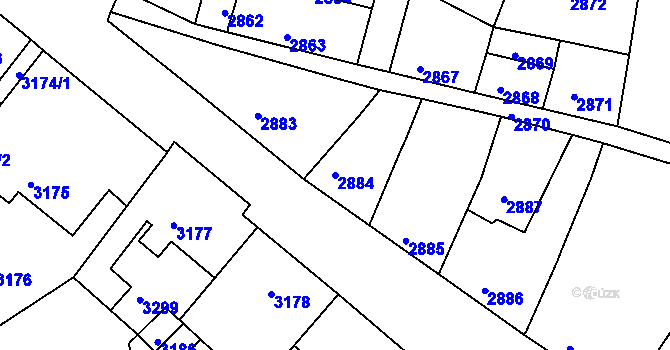 Parcela st. 2884 v KÚ Mimoň, Katastrální mapa