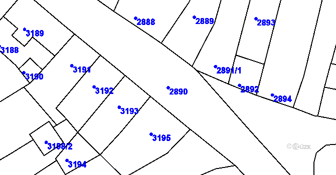 Parcela st. 2890 v KÚ Mimoň, Katastrální mapa