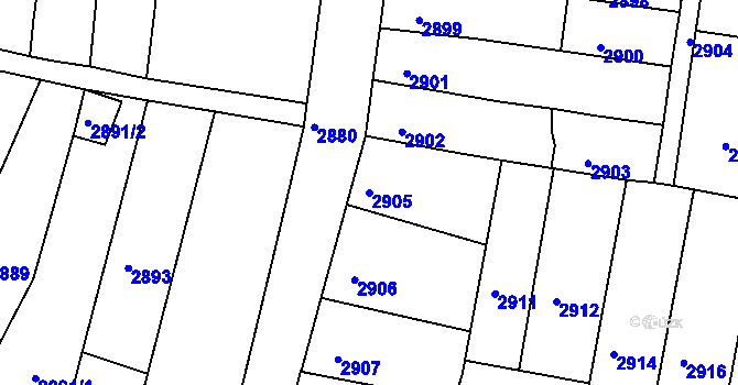 Parcela st. 2905 v KÚ Mimoň, Katastrální mapa