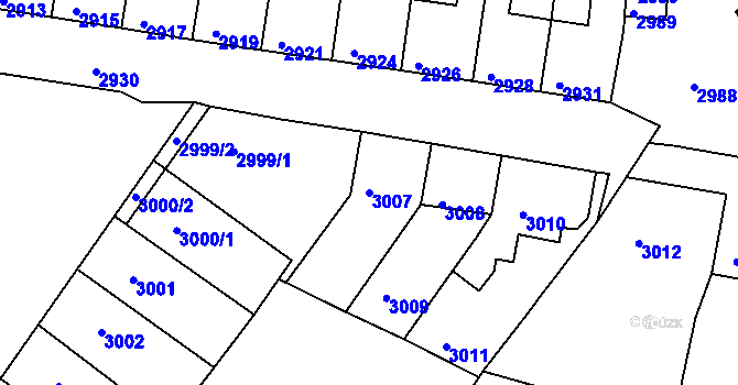 Parcela st. 3007 v KÚ Mimoň, Katastrální mapa