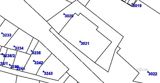 Parcela st. 3021 v KÚ Mimoň, Katastrální mapa