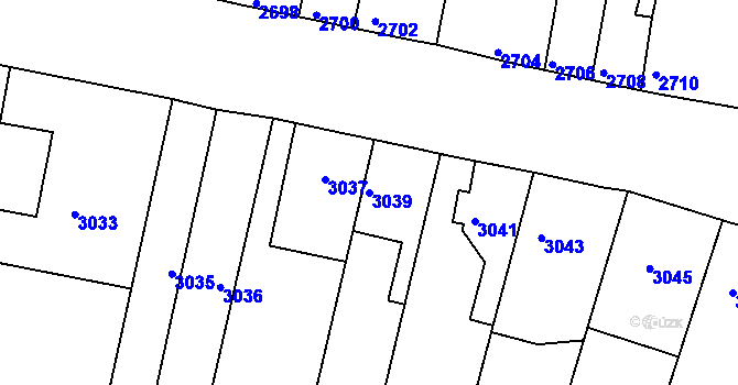 Parcela st. 3039 v KÚ Mimoň, Katastrální mapa