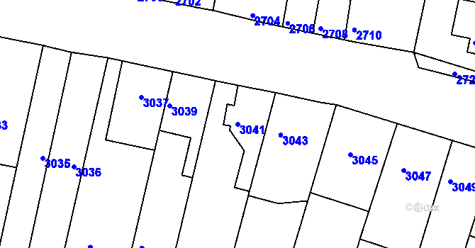 Parcela st. 3041 v KÚ Mimoň, Katastrální mapa