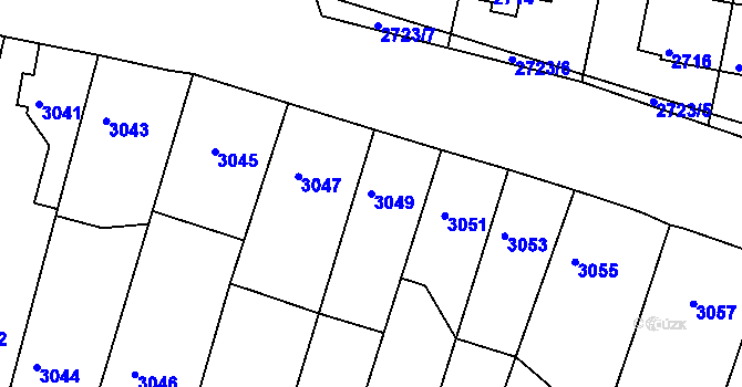 Parcela st. 3049 v KÚ Mimoň, Katastrální mapa