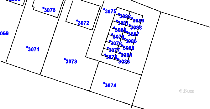 Parcela st. 3076 v KÚ Mimoň, Katastrální mapa