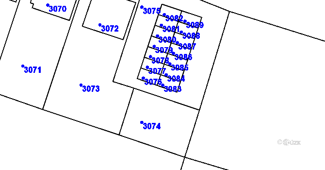 Parcela st. 3083 v KÚ Mimoň, Katastrální mapa