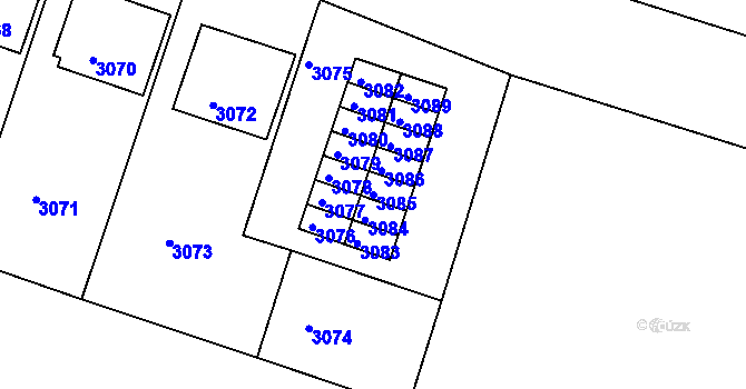 Parcela st. 3085 v KÚ Mimoň, Katastrální mapa