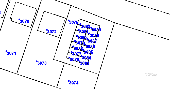 Parcela st. 3086 v KÚ Mimoň, Katastrální mapa