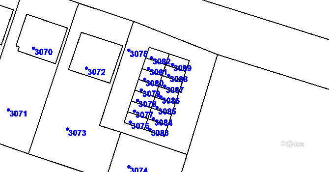 Parcela st. 3087 v KÚ Mimoň, Katastrální mapa