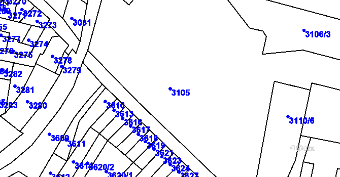 Parcela st. 3105 v KÚ Mimoň, Katastrální mapa