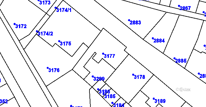 Parcela st. 3177 v KÚ Mimoň, Katastrální mapa