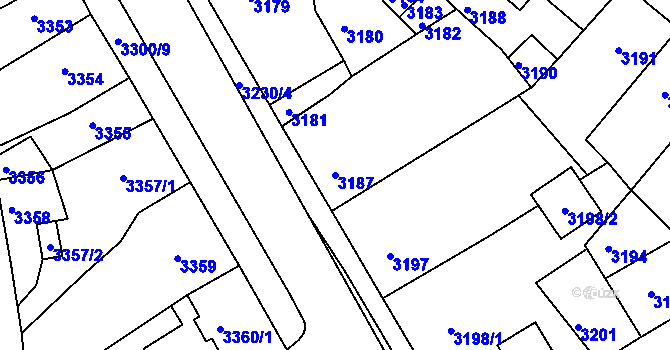 Parcela st. 3187 v KÚ Mimoň, Katastrální mapa
