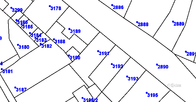 Parcela st. 3191 v KÚ Mimoň, Katastrální mapa
