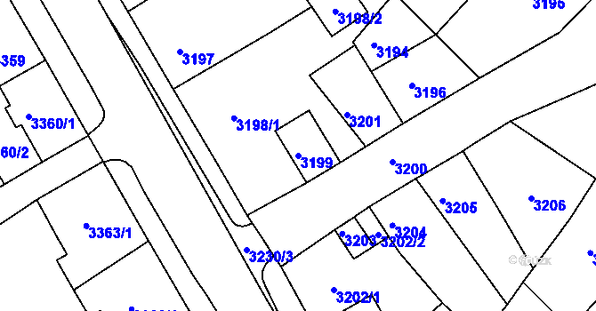 Parcela st. 3199 v KÚ Mimoň, Katastrální mapa