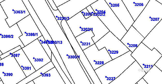 Parcela st. 3231 v KÚ Mimoň, Katastrální mapa
