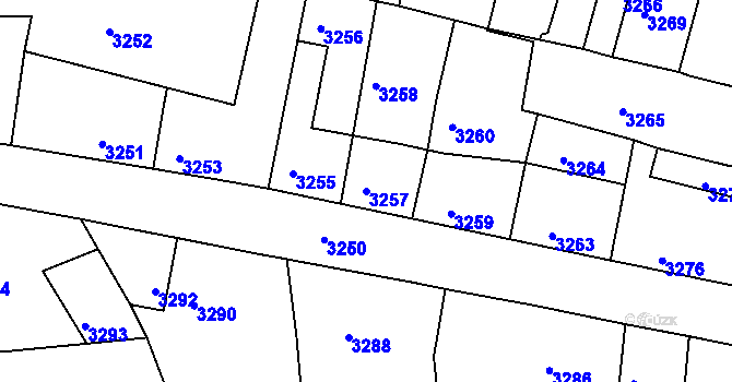 Parcela st. 3257 v KÚ Mimoň, Katastrální mapa