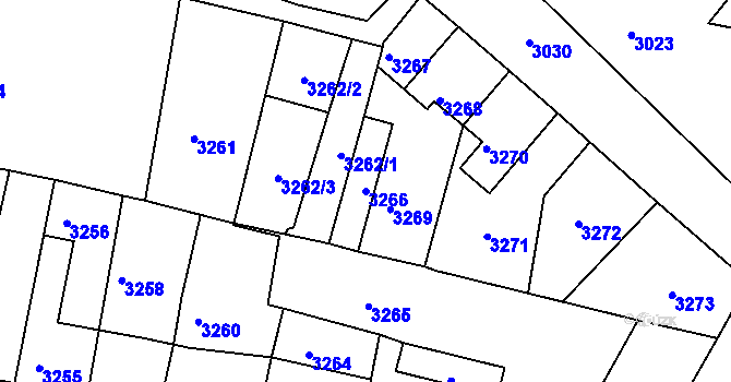 Parcela st. 3266 v KÚ Mimoň, Katastrální mapa