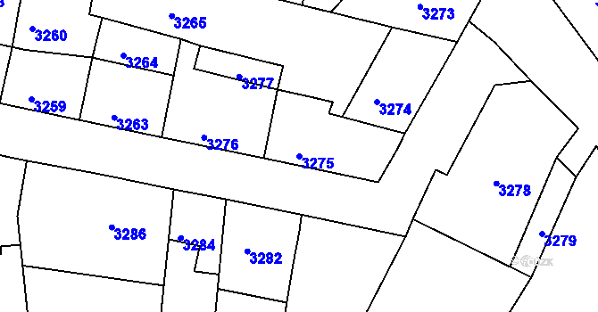 Parcela st. 3275 v KÚ Mimoň, Katastrální mapa