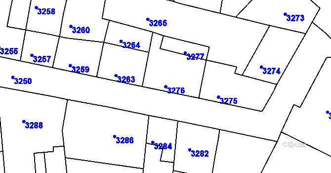 Parcela st. 3276 v KÚ Mimoň, Katastrální mapa